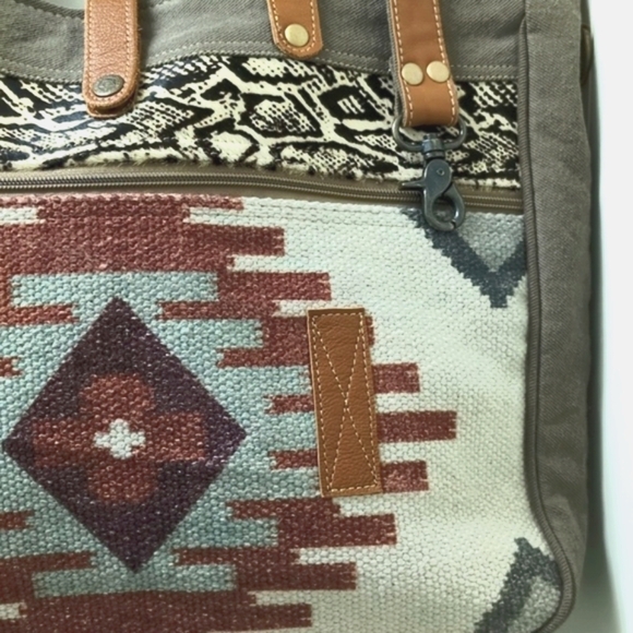 MYRA Aztec Messenger Bag Leather Saddle Blanket Tapestry - Picture 5 of 17